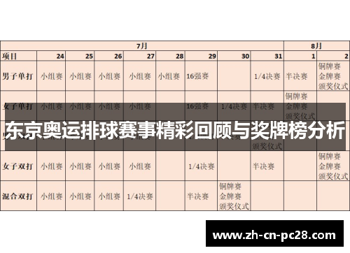 东京奥运排球赛事精彩回顾与奖牌榜分析